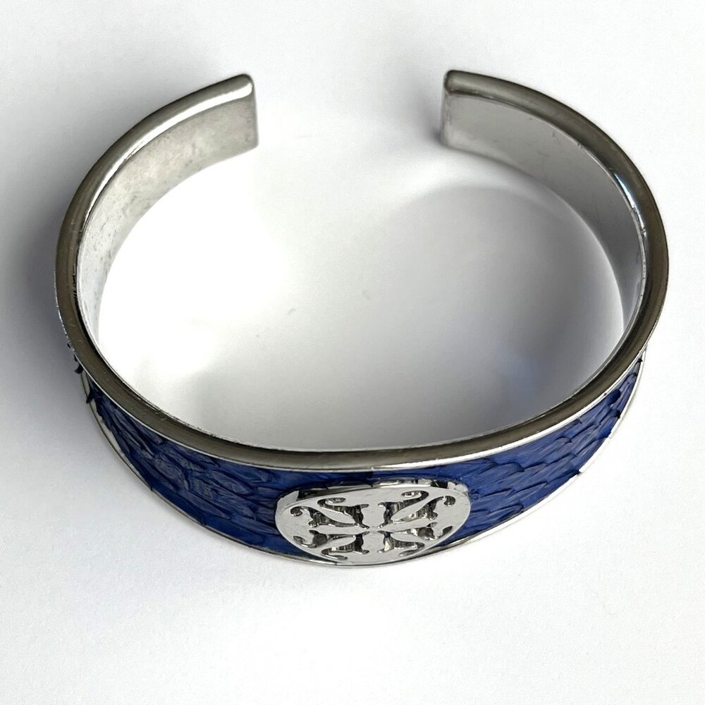 Rustic Cuff Navy Blue Silver Python Stainless Ste… - image 2